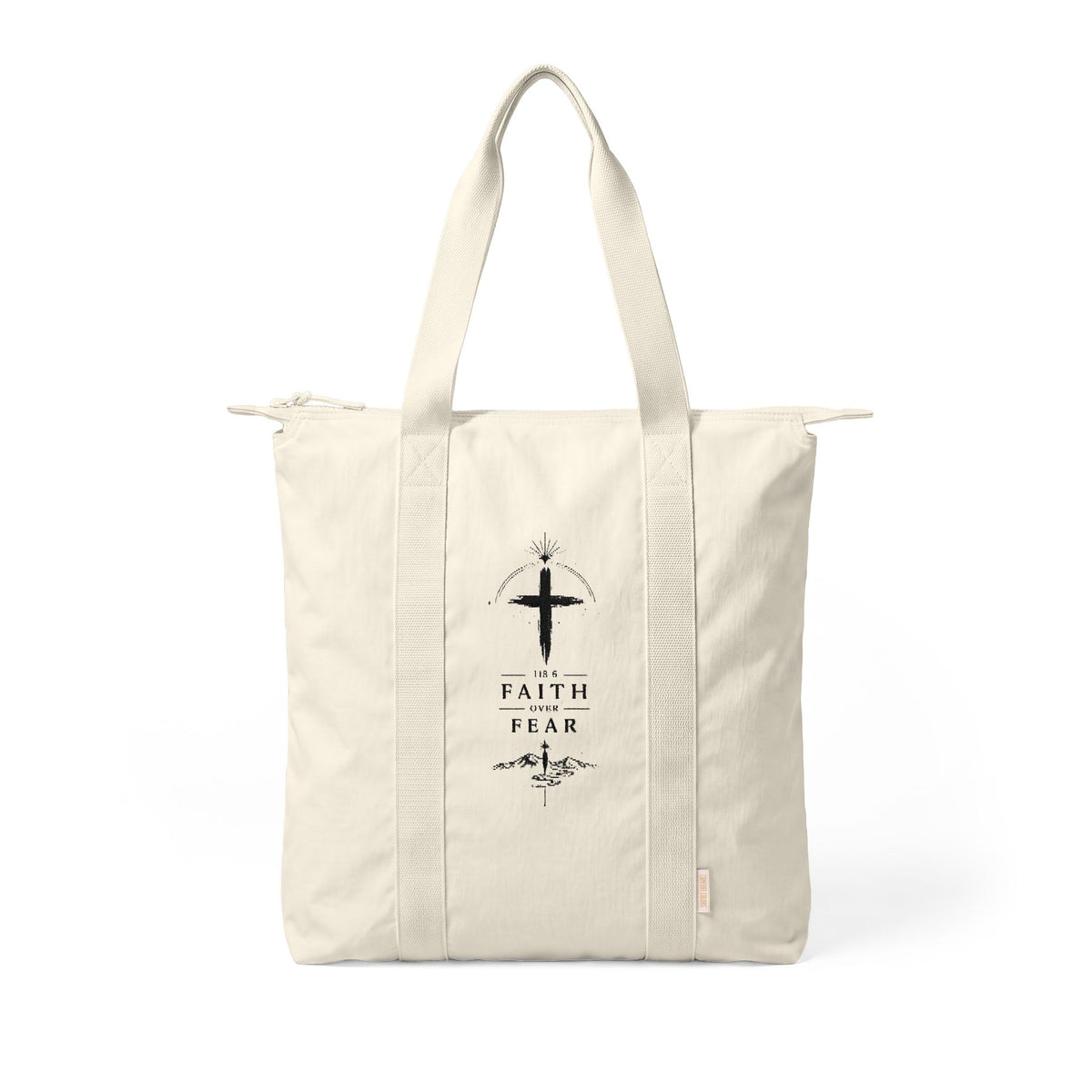 Faith Over Fear Canvas Tote Bag — Nomad Carry-All Zip Top
