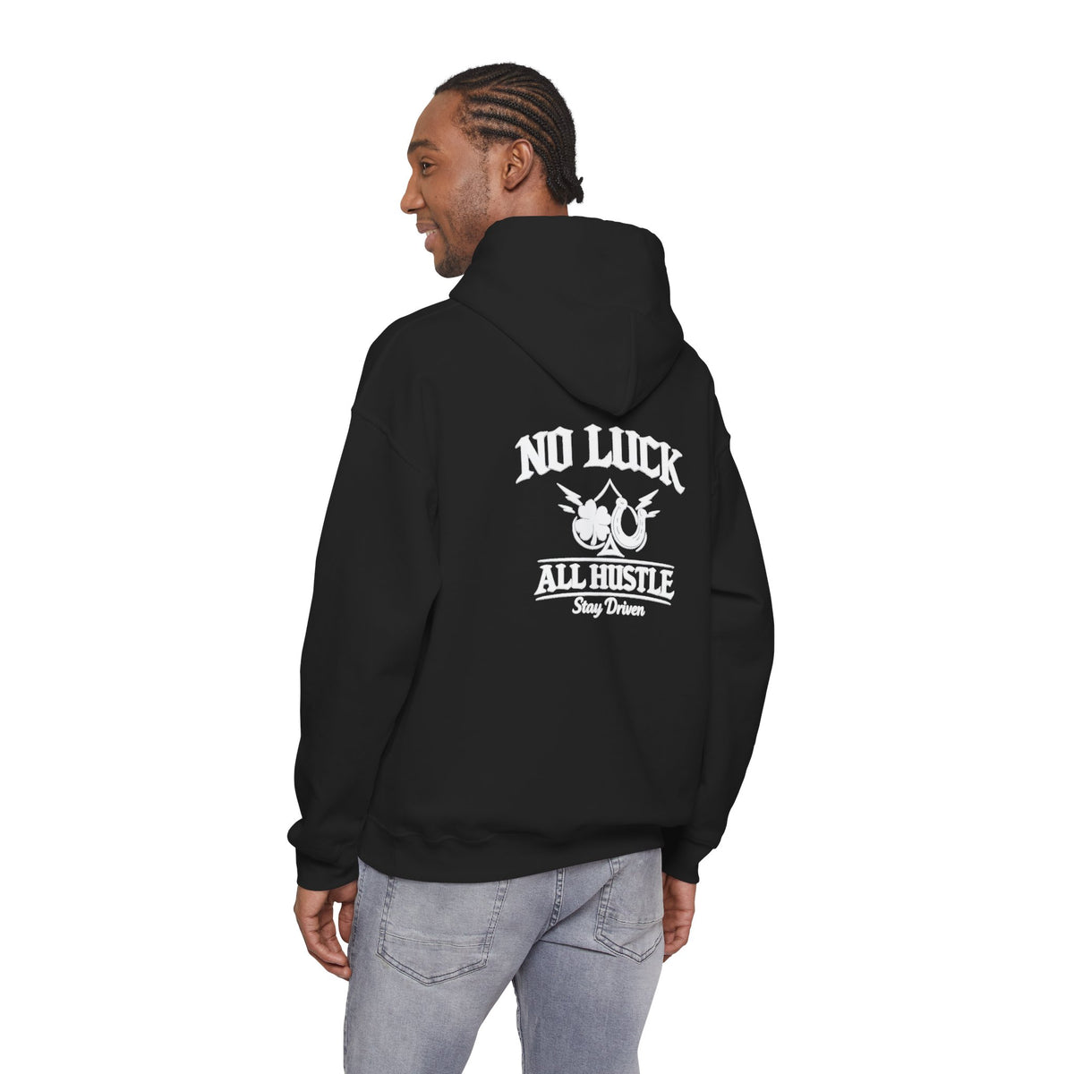 No Luck All Hustle Hoodie – Motivational Streetwear Pullover