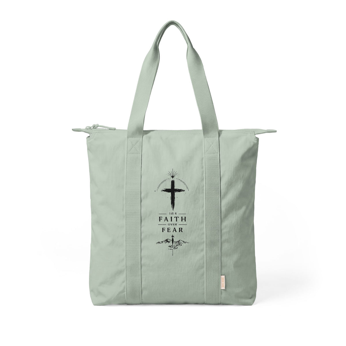 Faith Over Fear Canvas Tote Bag — Nomad Carry-All Zip Top